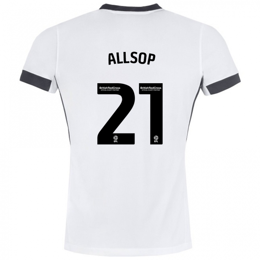 Niño Camiseta Ryan Allsop #21 Blanco Negro 2ª Equipación 2024/25 La Camisa Argentina