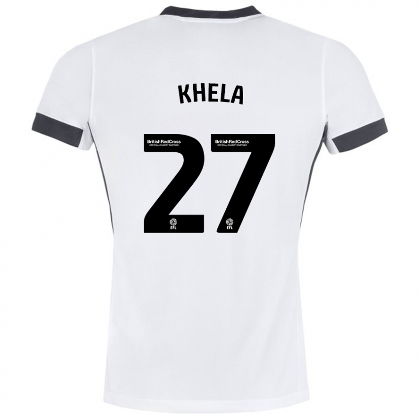 Niño Camiseta Brandon Khela #27 Blanco Negro 2ª Equipación 2024/25 La Camisa Argentina