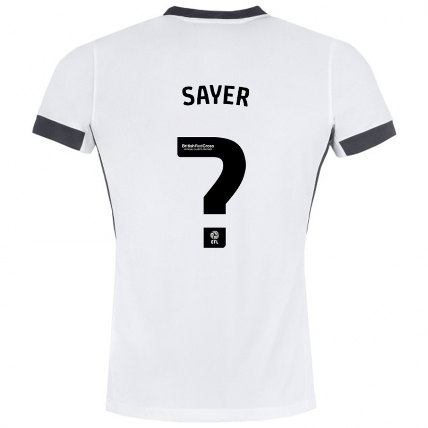 Niño Camiseta Olly Sayer #0 Blanco Negro 2ª Equipación 2024/25 La Camisa Argentina