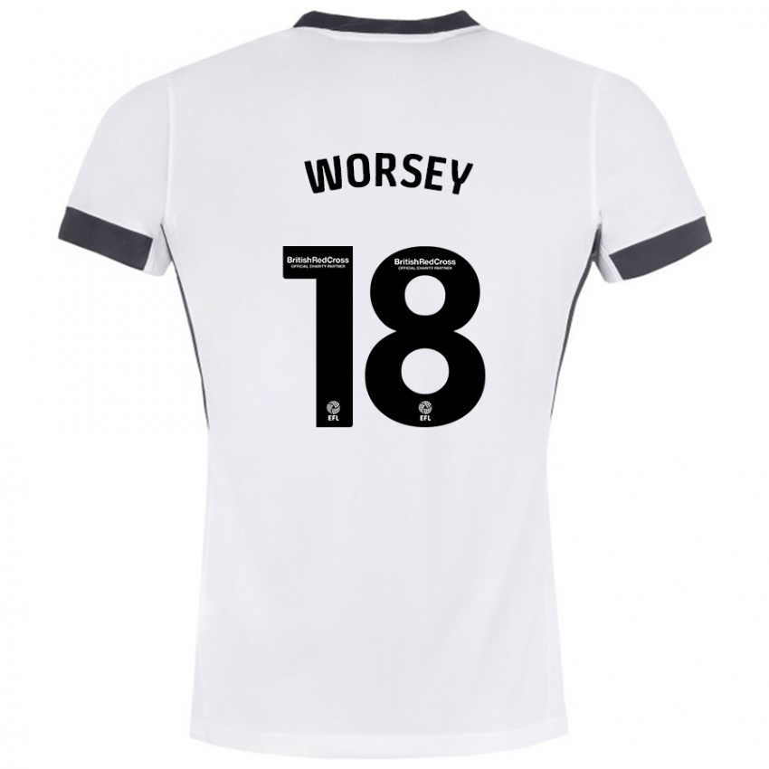 Niño Camiseta Louanne Worsey #18 Blanco Negro 2ª Equipación 2024/25 La Camisa Argentina