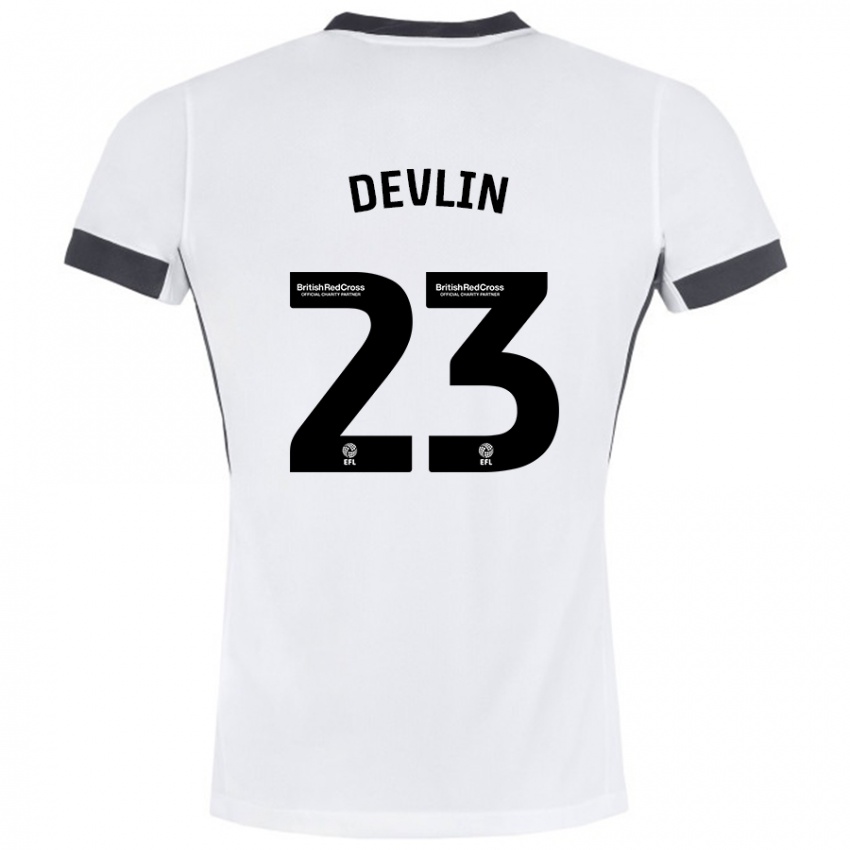 Niño Camiseta Charlotte Devlin #23 Blanco Negro 2ª Equipación 2024/25 La Camisa Argentina