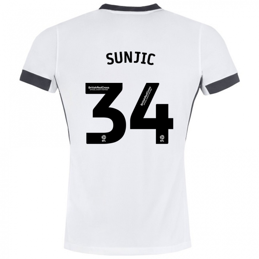 Niño Camiseta Ivan Sunjic #34 Blanco Negro 2ª Equipación 2024/25 La Camisa Argentina