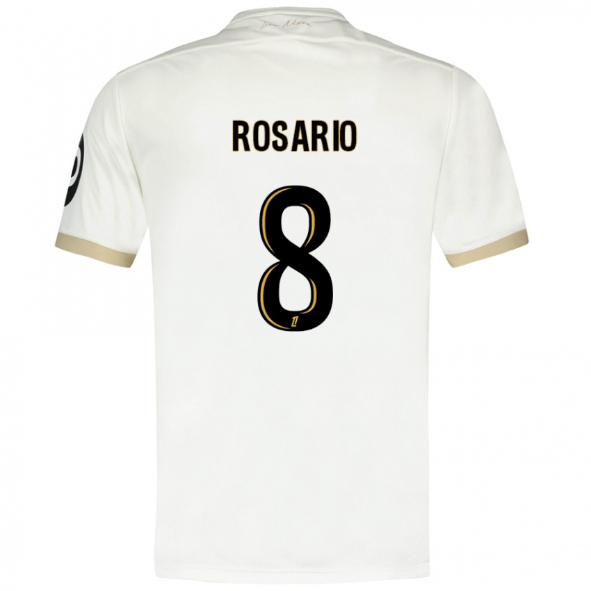 Niño Camiseta Pablo Rosario #8 Blanco Dorado 2ª Equipación 2024/25 La Camisa Argentina