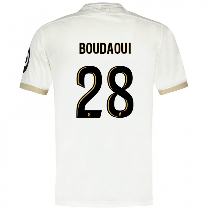 Niño Camiseta Hicham Boudaoui #28 Blanco Dorado 2ª Equipación 2024/25 La Camisa Argentina