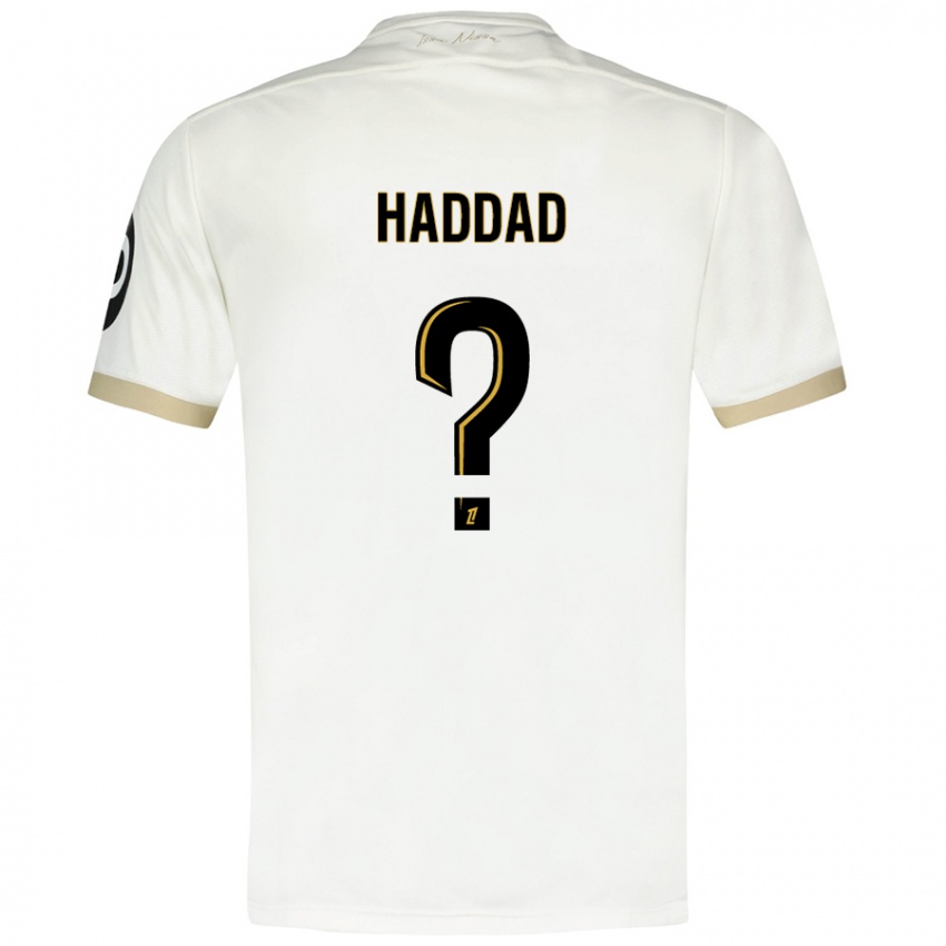 Niño Camiseta Yacine Haddad #0 Blanco Dorado 2ª Equipación 2024/25 La Camisa Argentina