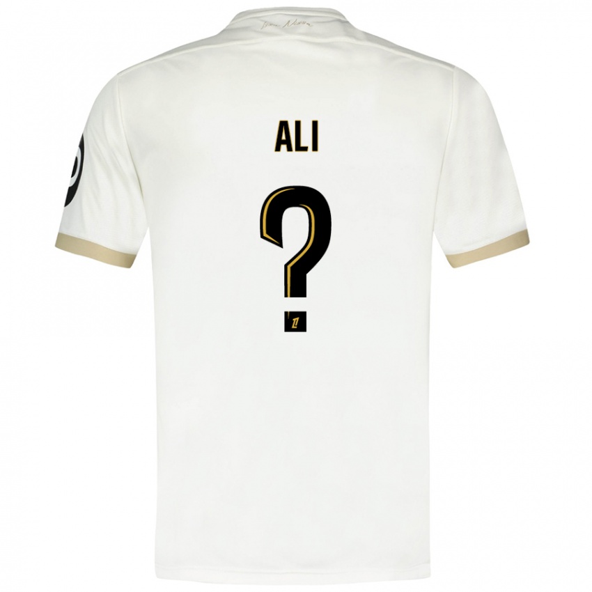 Niño Camiseta Kéfren Ali #0 Blanco Dorado 2ª Equipación 2024/25 La Camisa Argentina