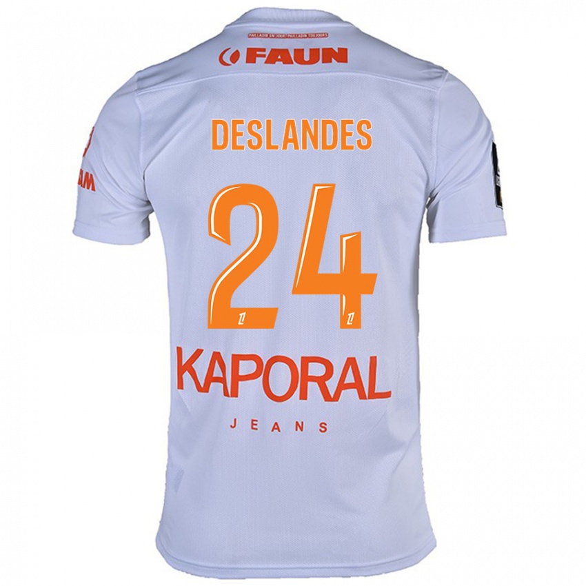 Niño Camiseta Océane Deslandes #24 Blanco 2ª Equipación 2024/25 La Camisa Argentina