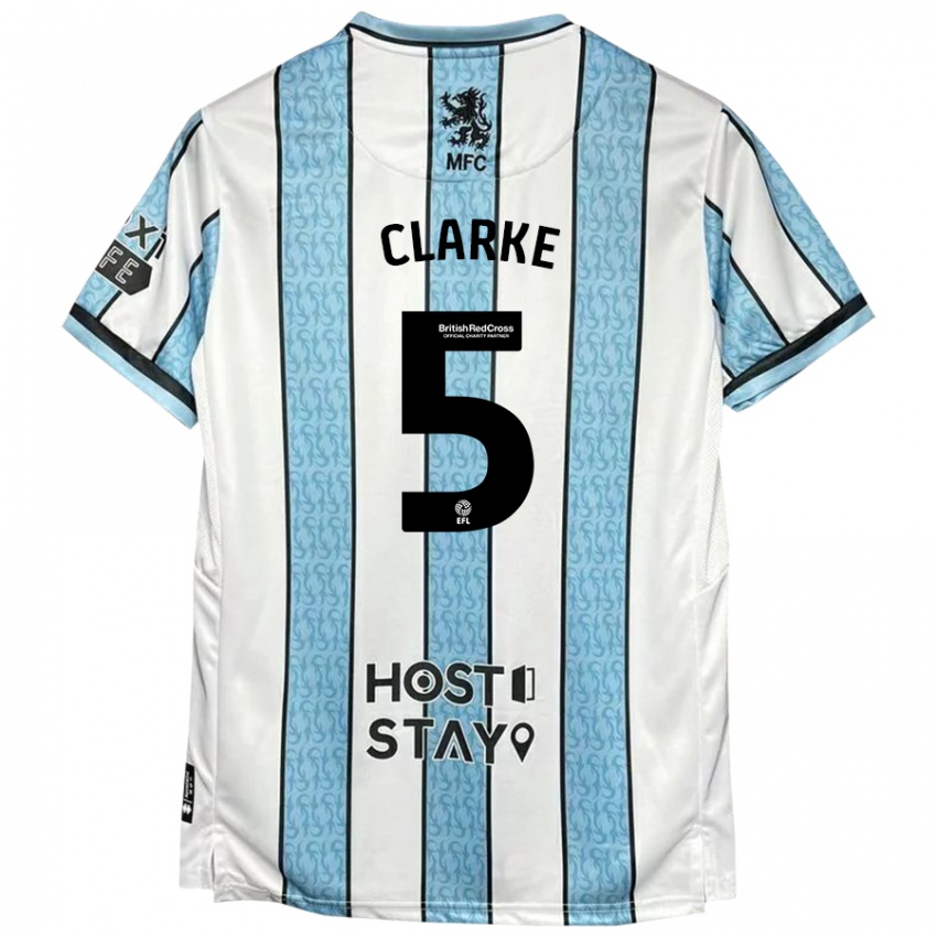 Niño Camiseta Matt Clarke #5 Blanco Azul 2ª Equipación 2024/25 La Camisa Argentina