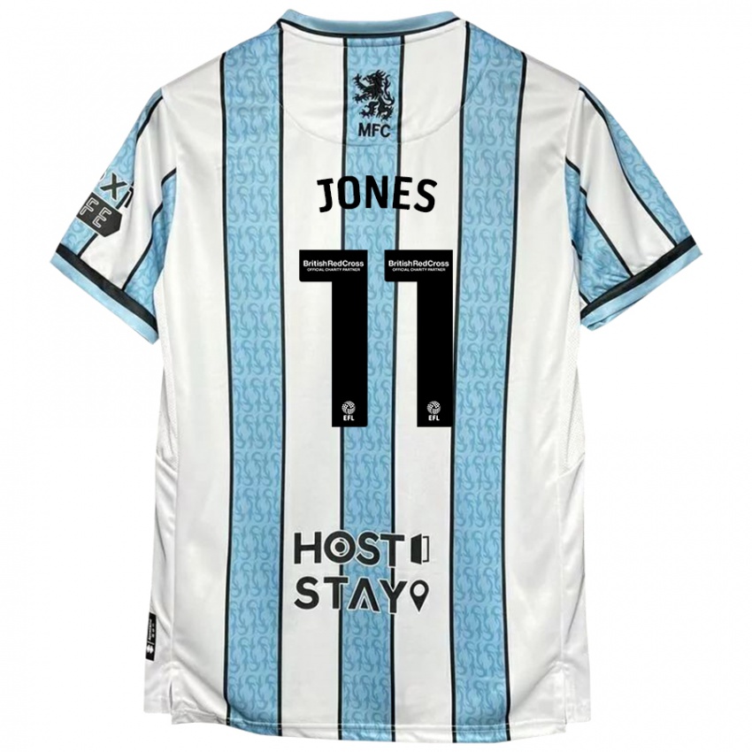 Niño Camiseta Isaiah Jones #11 Blanco Azul 2ª Equipación 2024/25 La Camisa Argentina