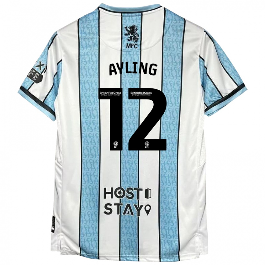 Niño Camiseta Luke Ayling #12 Blanco Azul 2ª Equipación 2024/25 La Camisa Argentina