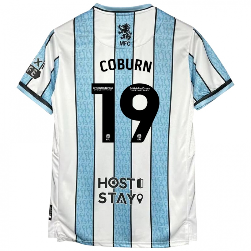 Niño Camiseta Josh Coburn #19 Blanco Azul 2ª Equipación 2024/25 La Camisa Argentina