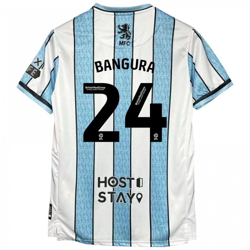 Niño Camiseta Alex Bangura #24 Blanco Azul 2ª Equipación 2024/25 La Camisa Argentina