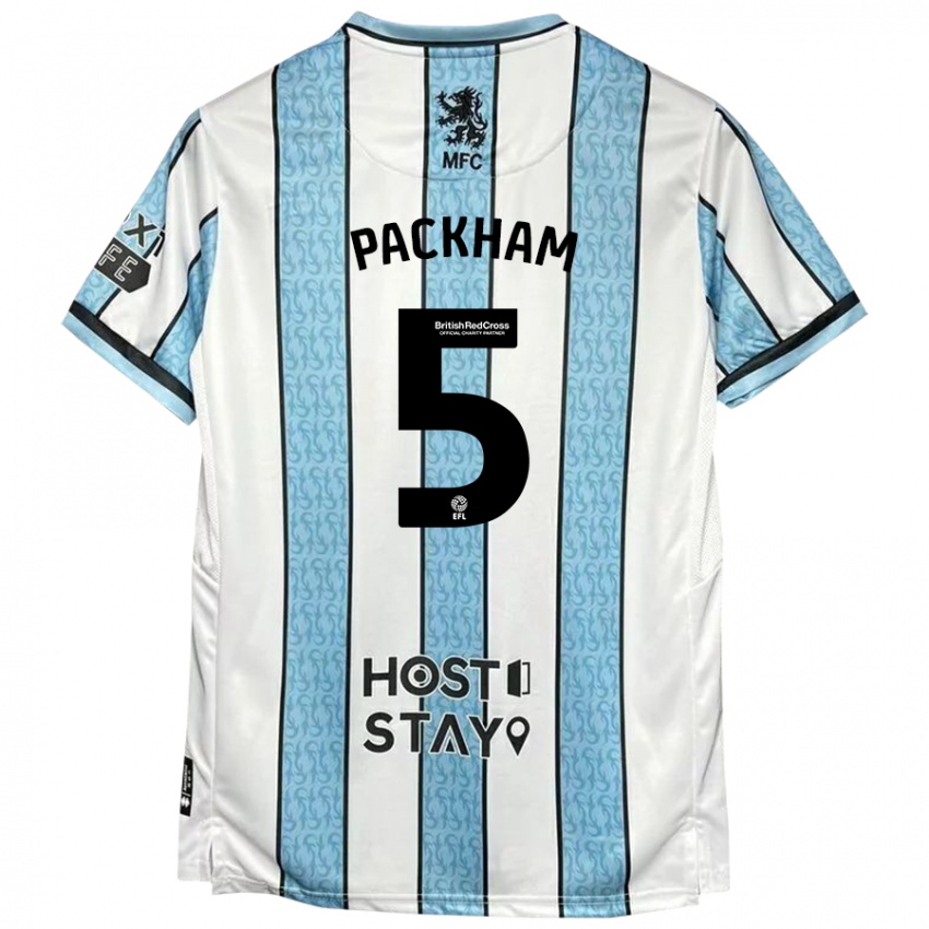 Niño Camiseta Ellen Packham #5 Blanco Azul 2ª Equipación 2024/25 La Camisa Argentina