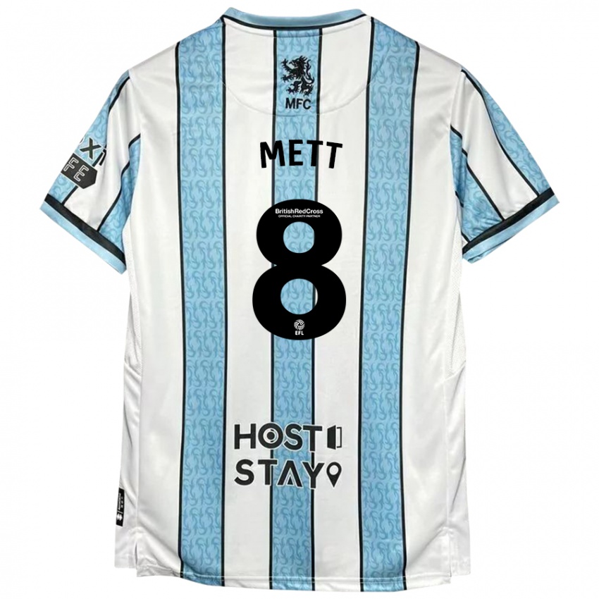 Niño Camiseta Jessica Mett #8 Blanco Azul 2ª Equipación 2024/25 La Camisa Argentina