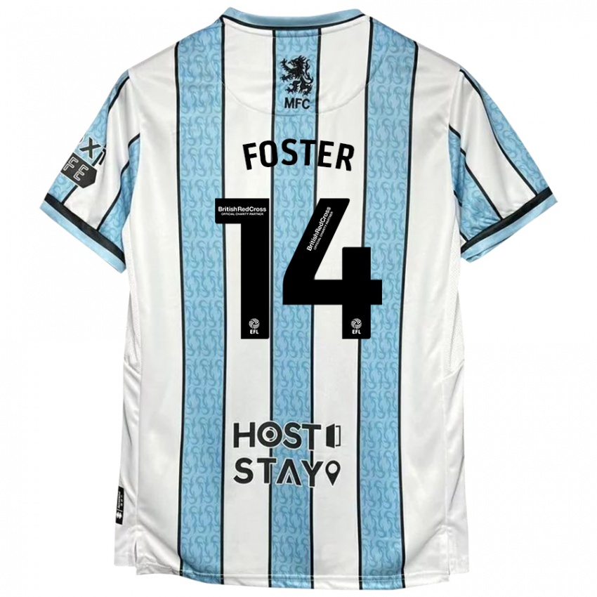 Niño Camiseta Emma Foster #14 Blanco Azul 2ª Equipación 2024/25 La Camisa Argentina