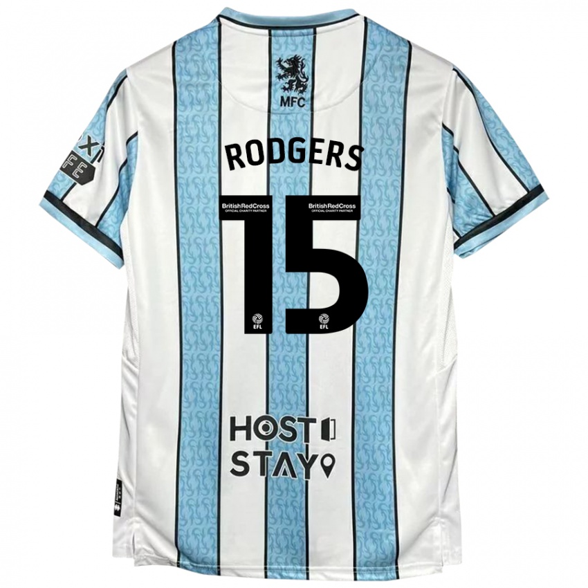 Niño Camiseta Amber Rodgers #15 Blanco Azul 2ª Equipación 2024/25 La Camisa Argentina