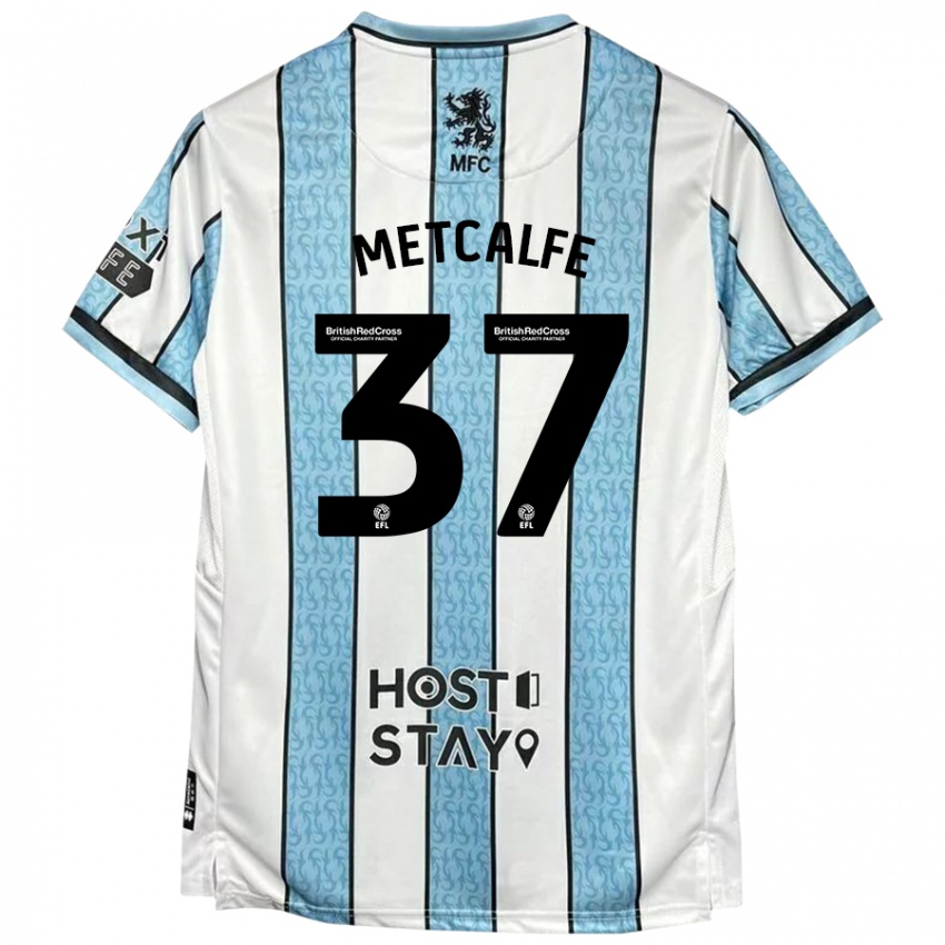 Niño Camiseta Max Metcalfe #37 Blanco Azul 2ª Equipación 2024/25 La Camisa Argentina