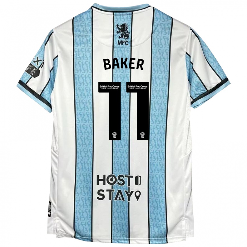 Niño Camiseta Ella Baker #11 Blanco Azul 2ª Equipación 2024/25 La Camisa Argentina