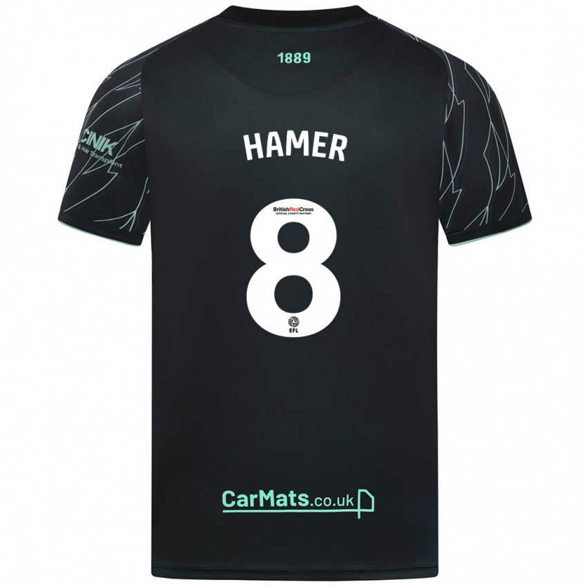 Niño Camiseta Gustavo Hamer #8 Negro Verde 2ª Equipación 2024/25 La Camisa Argentina