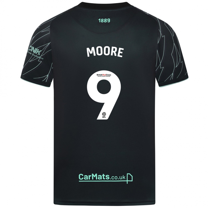 Niño Camiseta Kieffer Moore #9 Negro Verde 2ª Equipación 2024/25 La Camisa Argentina