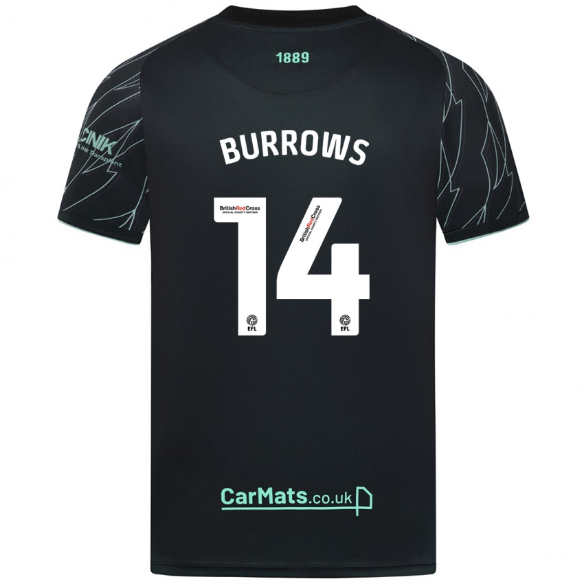 Niño Camiseta Harrison Burrows #14 Negro Verde 2ª Equipación 2024/25 La Camisa Argentina