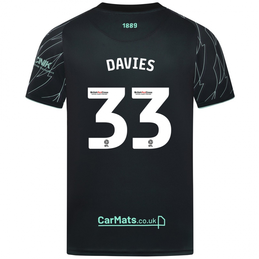 Niño Camiseta Bethan Davies #33 Negro Verde 2ª Equipación 2024/25 La Camisa Argentina