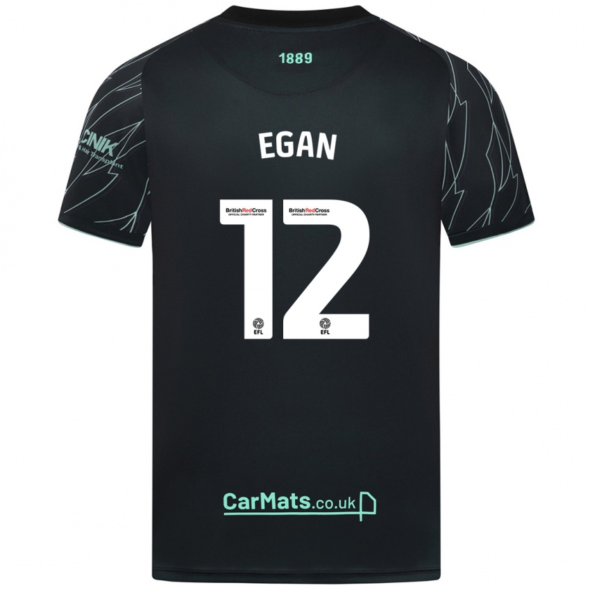 Niño Camiseta John Egan #12 Negro Verde 2ª Equipación 2024/25 La Camisa Argentina