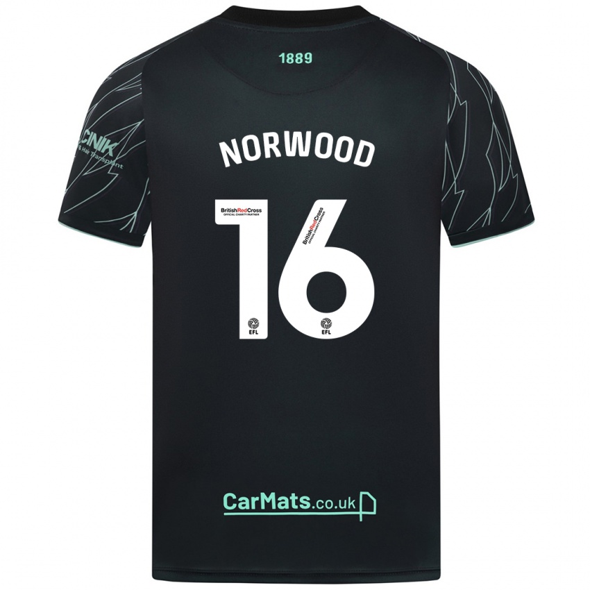 Niño Camiseta Oliver Norwood #16 Negro Verde 2ª Equipación 2024/25 La Camisa Argentina