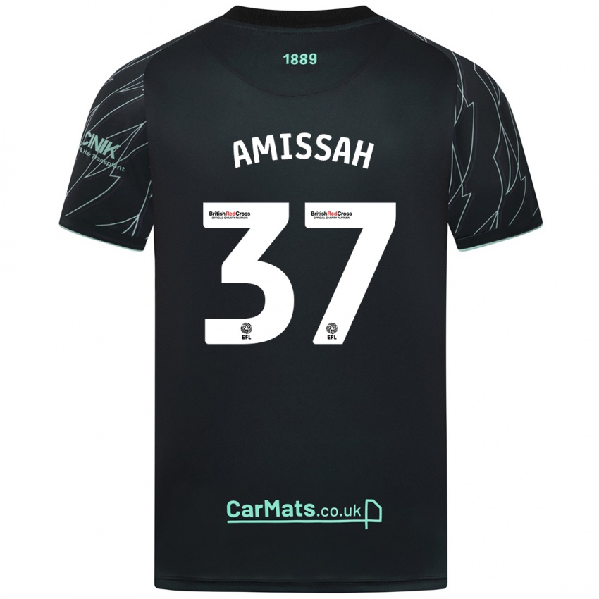 Niño Camiseta Jordan Amissah #37 Negro Verde 2ª Equipación 2024/25 La Camisa Argentina