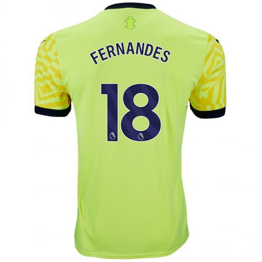 Niño Camiseta Mateus Fernandes #18 Amarillo 2ª Equipación 2024/25 La Camisa Argentina