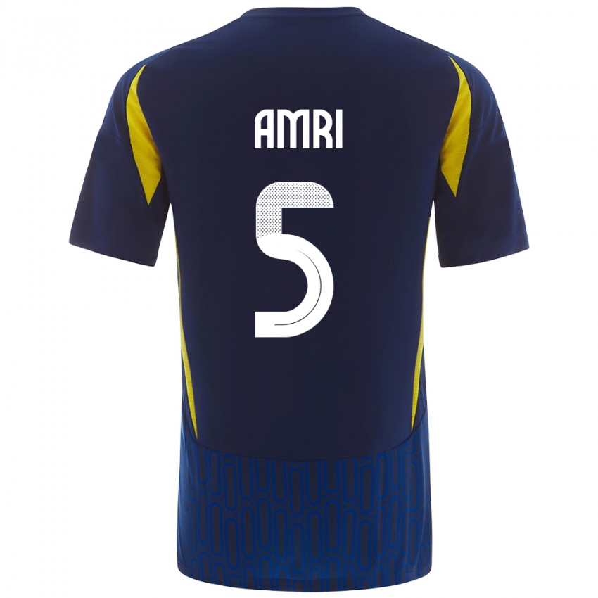 Niño Camiseta Abdulelah Al-Amri #5 Azul Amarillo 2ª Equipación 2024/25 La Camisa Argentina