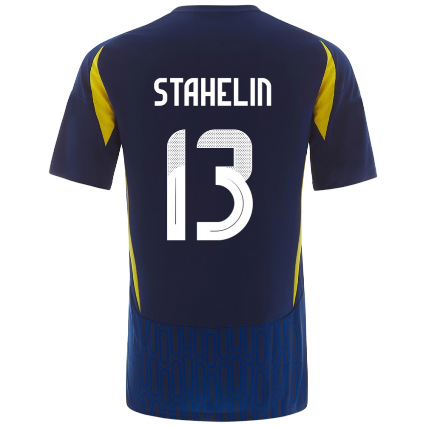 Niño Camiseta Izabela Stahelin #13 Azul Amarillo 2ª Equipación 2024/25 La Camisa Argentina