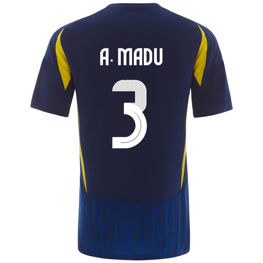 Niño Camiseta Abdullah Madu #3 Azul Amarillo 2ª Equipación 2024/25 La Camisa Argentina