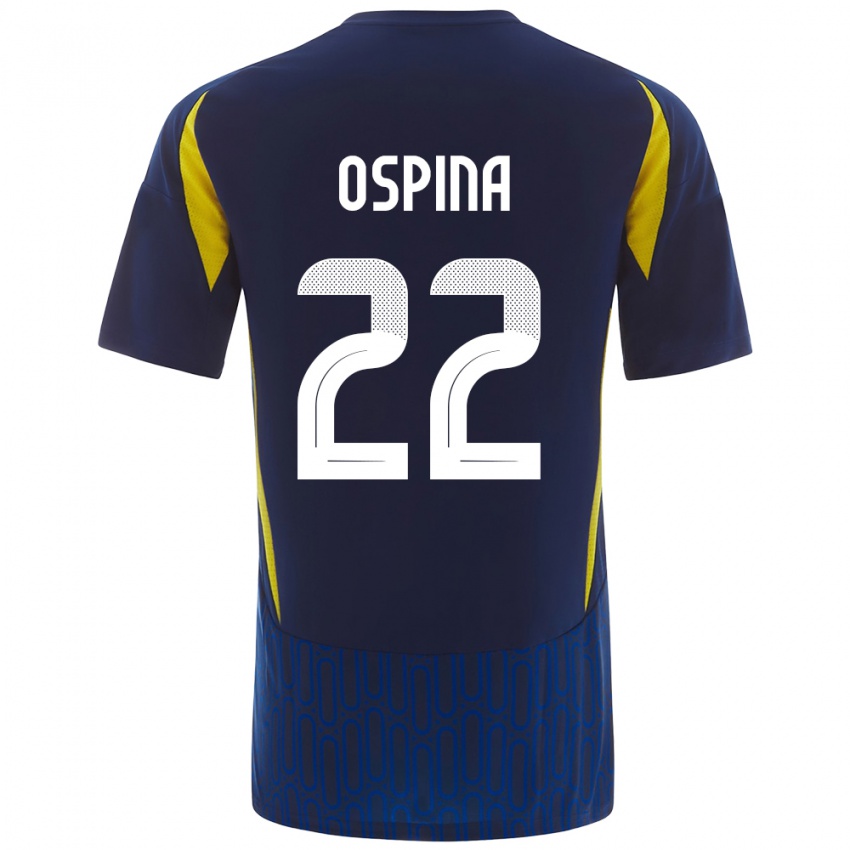 Niño Camiseta David Ospina #22 Azul Amarillo 2ª Equipación 2024/25 La Camisa Argentina