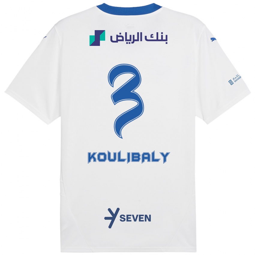 Niño Camiseta Kalidou Koulibaly #3 Blanco Azul 2ª Equipación 2024/25 La Camisa Argentina