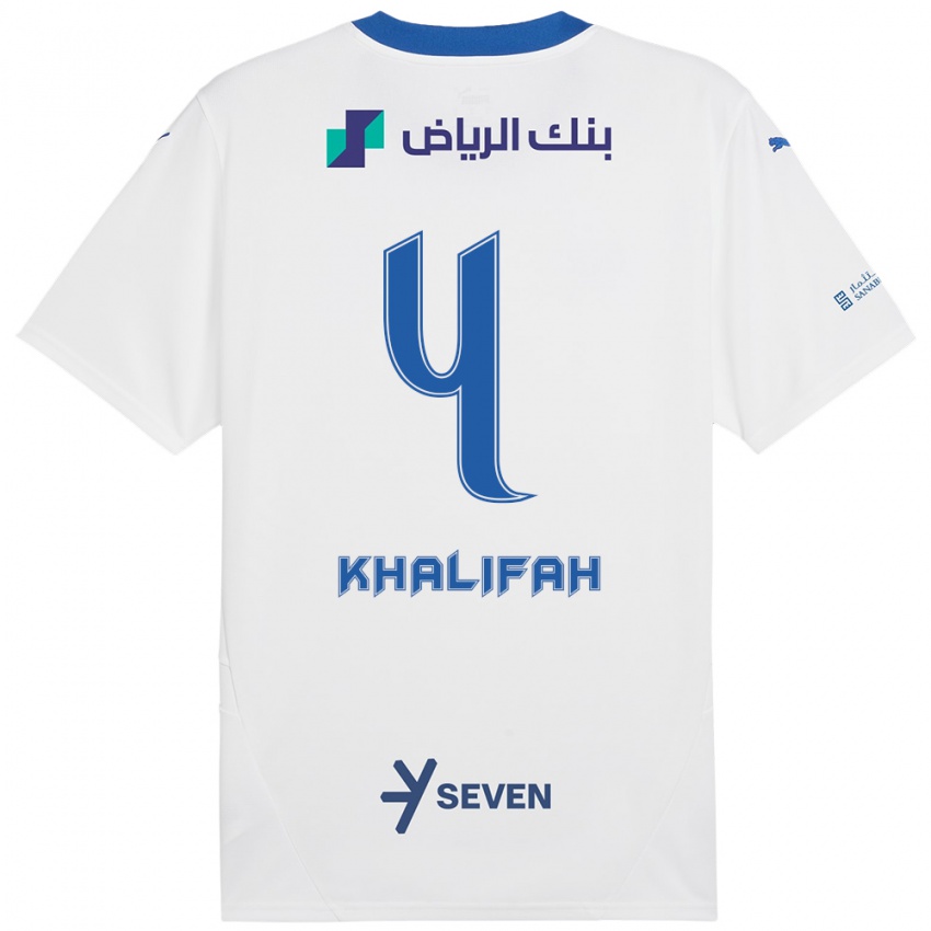 Niño Camiseta Khalifah Al-Dawsari #4 Blanco Azul 2ª Equipación 2024/25 La Camisa Argentina