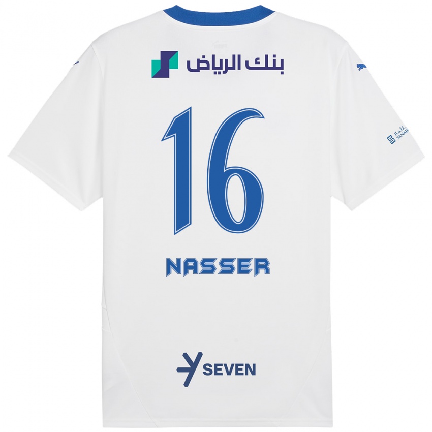 Niño Camiseta Nasser Al-Dawsari #16 Blanco Azul 2ª Equipación 2024/25 La Camisa Argentina