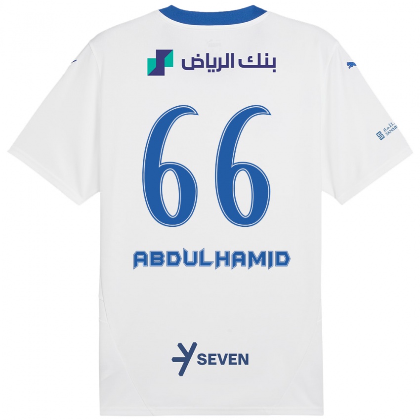 Niño Camiseta Saud Abdulhamid #66 Blanco Azul 2ª Equipación 2024/25 La Camisa Argentina