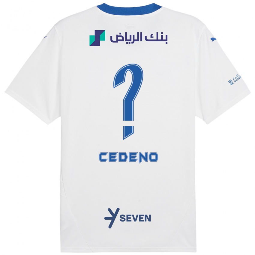 Niño Camiseta Lineth Cedeño #0 Blanco Azul 2ª Equipación 2024/25 La Camisa Argentina