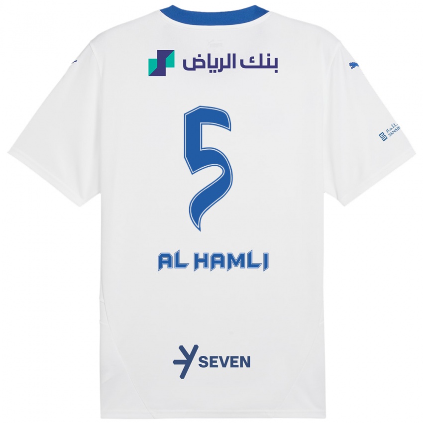 Niño Camiseta Noura Al-Hamli #5 Blanco Azul 2ª Equipación 2024/25 La Camisa Argentina