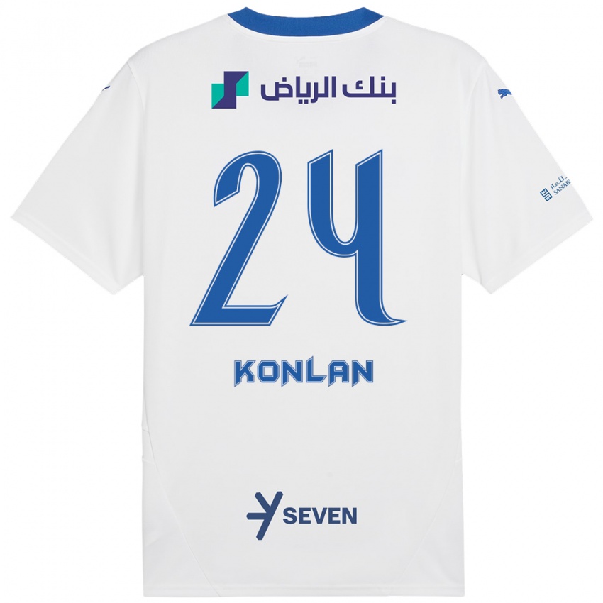 Niño Camiseta Cynthia Konlan #24 Blanco Azul 2ª Equipación 2024/25 La Camisa Argentina