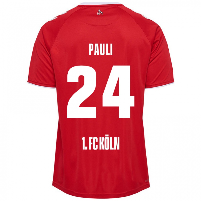 Niño Camiseta Julian Pauli #24 Rojo Blanco 2ª Equipación 2024/25 La Camisa Argentina