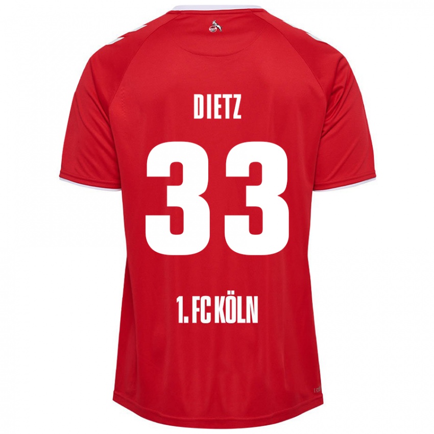 Niño Camiseta Florian Dietz #33 Rojo Blanco 2ª Equipación 2024/25 La Camisa Argentina