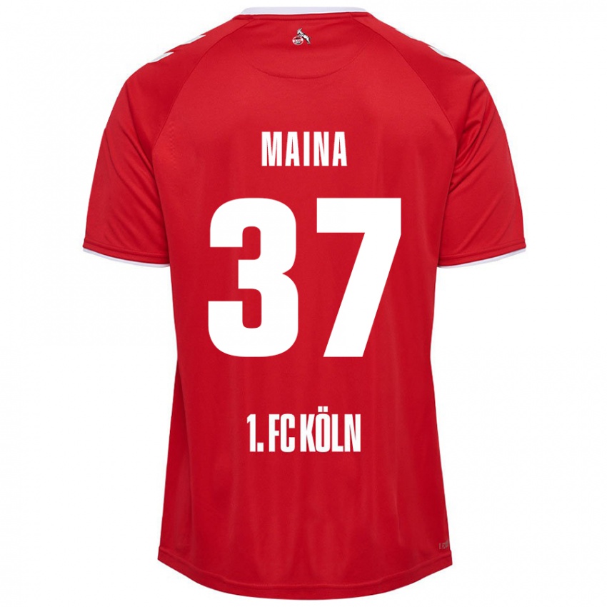 Niño Camiseta Linton Maina #37 Rojo Blanco 2ª Equipación 2024/25 La Camisa Argentina