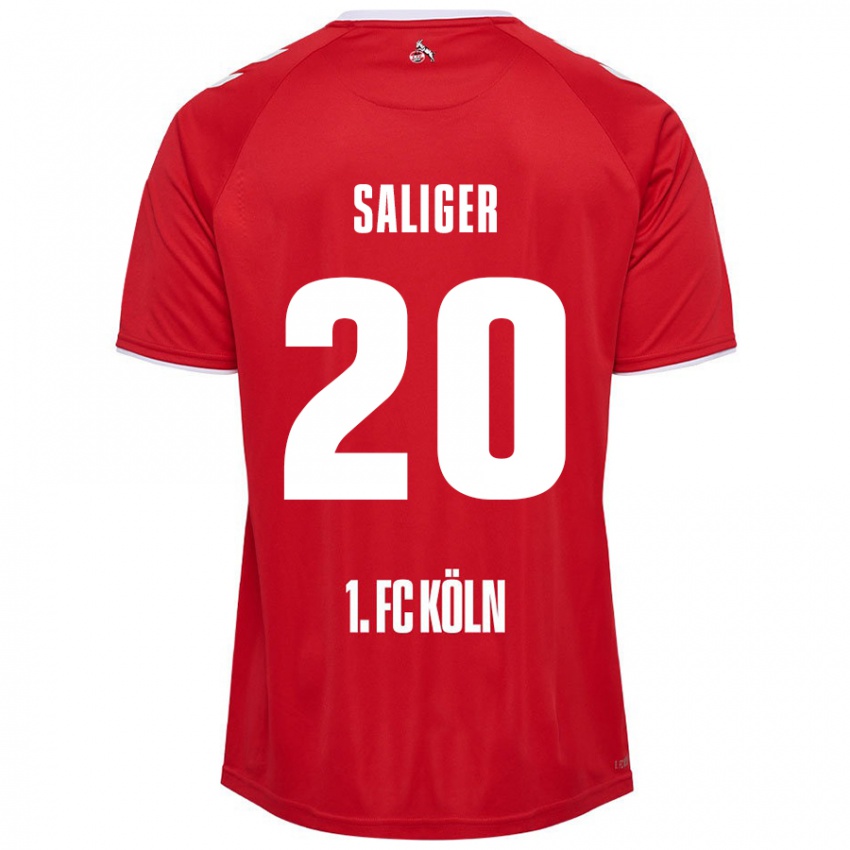 Niño Camiseta Jonas Saliger #20 Rojo Blanco 2ª Equipación 2024/25 La Camisa Argentina