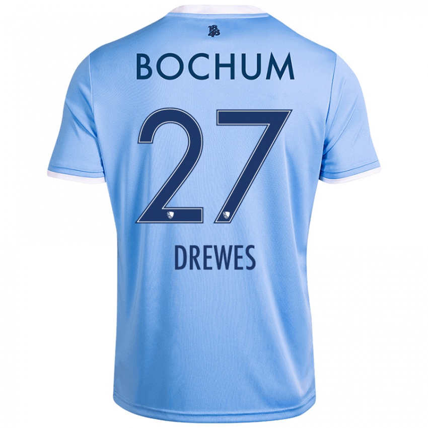 Niño Camiseta Patrick Drewes #27 Azul Cielo 2ª Equipación 2024/25 La Camisa Argentina