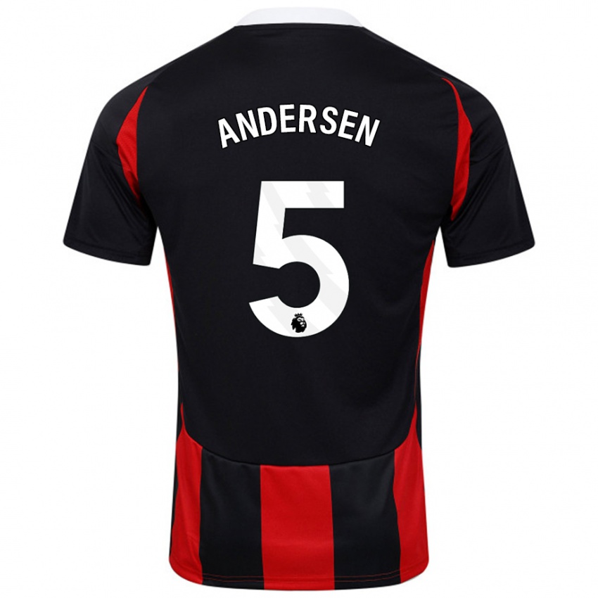 Niño Camiseta Joachim Andersen #5 Negro Rojo 2ª Equipación 2024/25 La Camisa Argentina