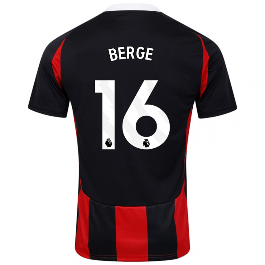 Niño Camiseta Sander Berge #16 Negro Rojo 2ª Equipación 2024/25 La Camisa Argentina