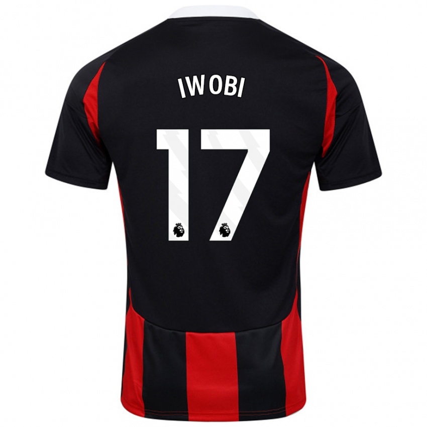 Niño Camiseta Alex Iwobi #17 Negro Rojo 2ª Equipación 2024/25 La Camisa Argentina