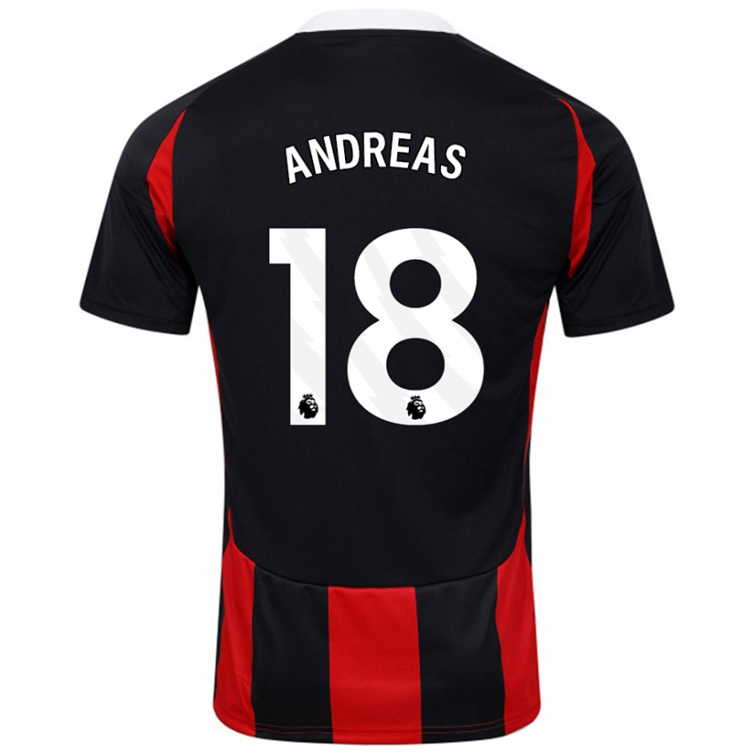 Niño Camiseta Andreas Pereira #18 Negro Rojo 2ª Equipación 2024/25 La Camisa Argentina